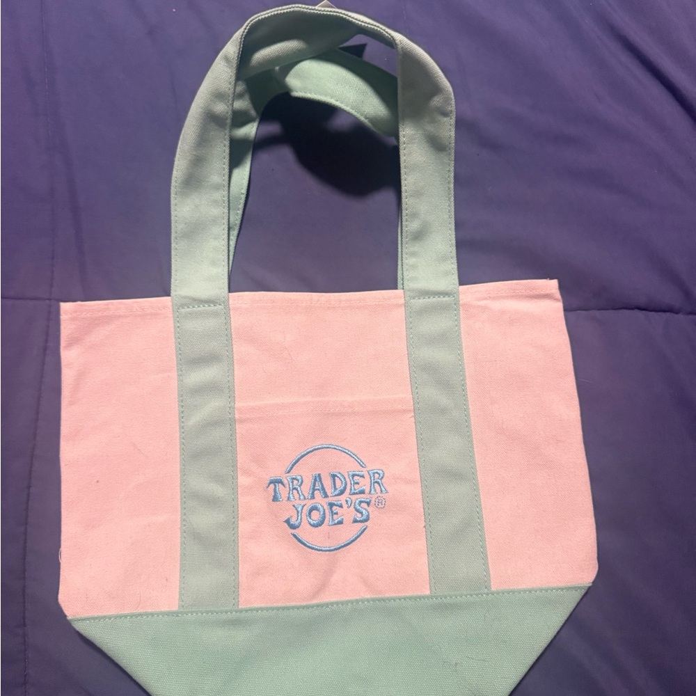 Trader Joe's Pink and Mint Tote Bag